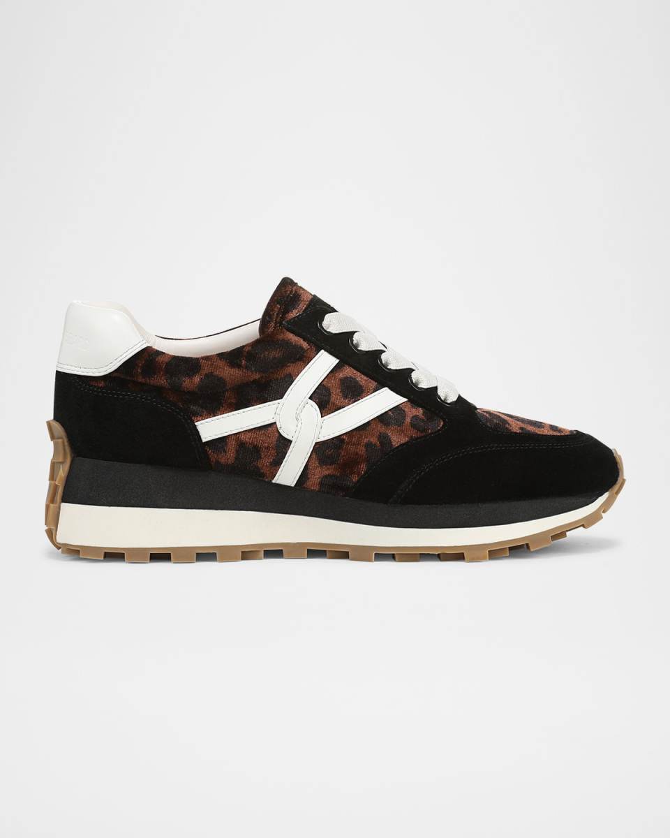 Valentina Mixed Leather Retro Sneakers